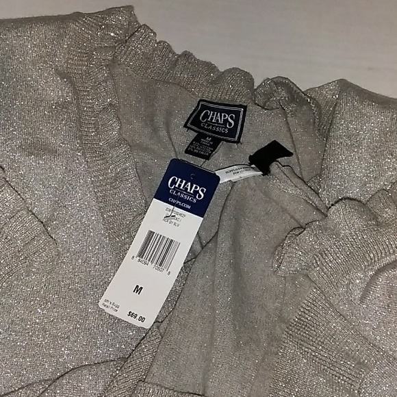 NWT CHAPS CLASSICS TOP V-NECK LONG SLEEVES SIZE M - Picture 5 of 8